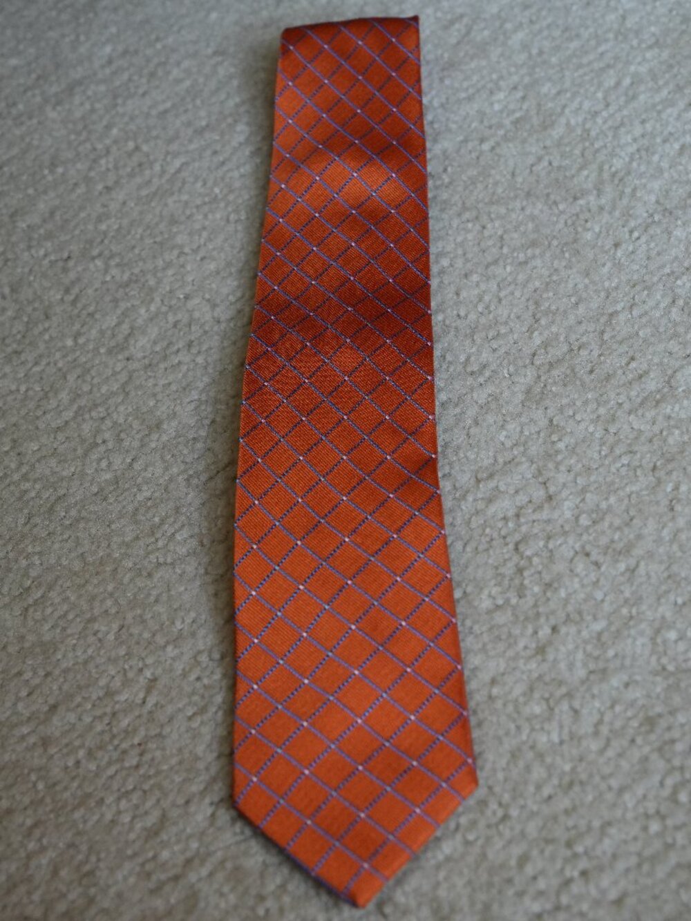 Men's Orange & Blue Patterned 100% Silk Haines & Bonner of London Tie